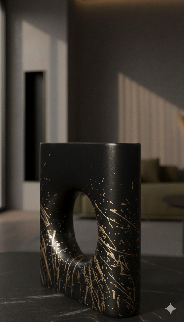 Obsidian Gild Halo Vase