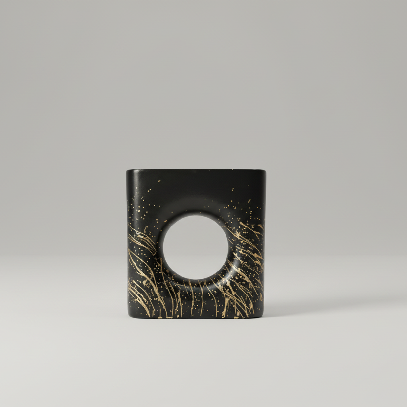 Obsidian Gild Halo Vase