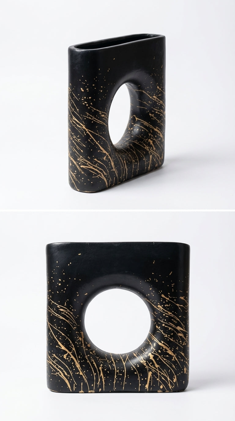 Obsidian Gild Halo Vase