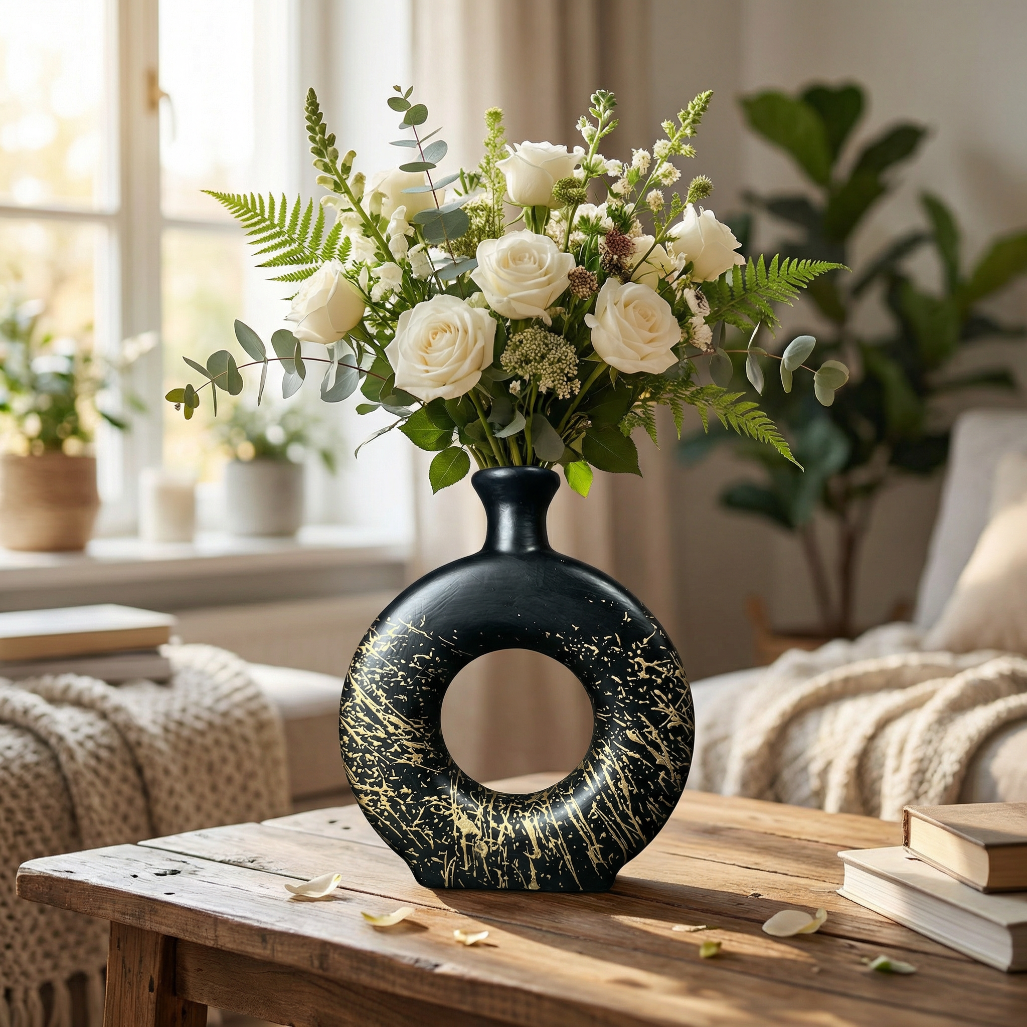 Obsidian Gild Orbit Vase