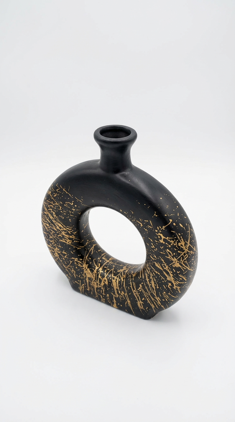 Obsidian Gild Orbit Vase