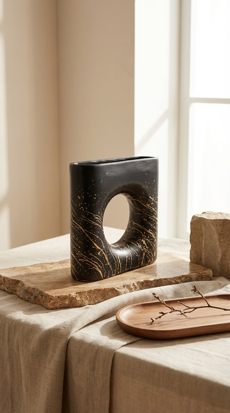 Obsidian Gild Halo Vase